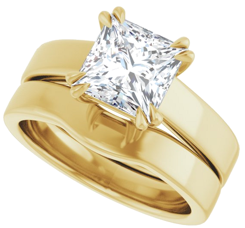 Sužadėtuvių Žiedas „Double Claw-Prong Solitaire“ 10k yellow gold Square 7mm (10)