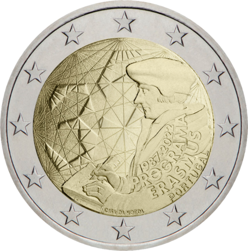 2022 Portugalija Erasmus 35-metis 2 eurų moneta (1)