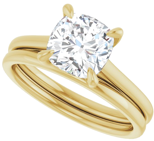 Sužadėtuvių Žiedas „Solitaire“ 585 Geltonojo Aukso Cushion 7mm (10)