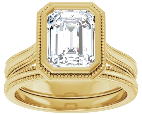 Sužadėtuvių Žiedas „Bezel-Set Solitaire“ 10k yellow gold Emerald 8.5mm x 6.5mm (8)