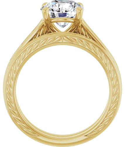 Sužadėtuvių Žiedas „Solitaire Scroll“ 14k yellow gold Round 8.2mm (7)