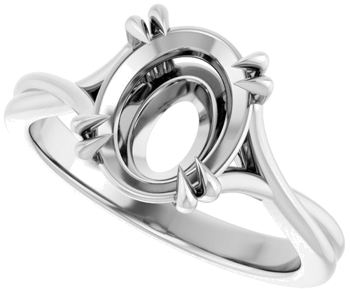 Sužadėtuvių Žiedas „Double Claw-Prong Solitaire Criss-Cross“ 14k white gold Oval 10mm x 8mm (5)