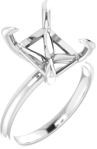 14K White  11x9 mm Emerald Solitaire Engagement Ring Mounting (1)