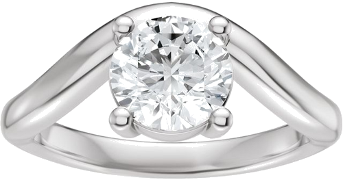 Sužadėtuvių Žiedas „Solitaire Asymmetric“ 14k white gold Round 6.5mm (3)