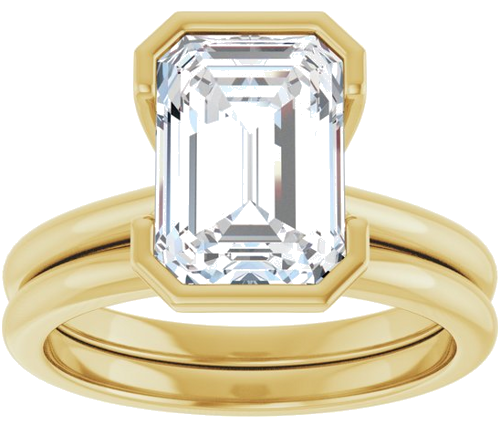 Sužadėtuvių Žiedas „Half-Bezel“ 14k yellow gold Emerald 10mm x 7mm (8)