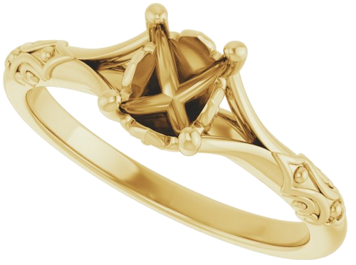 Sužadėtuvių Žiedas „Solitaire Sculptural“ 14k yellow gold Oval 7mm x 5mm (5)