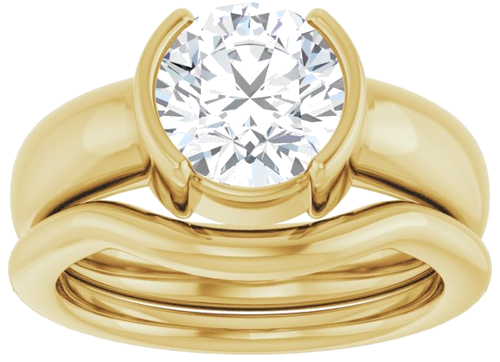 Sužadėtuvių Žiedas „Half-Bezel Solitaire“ 14k yellow gold Round 8mm (8)