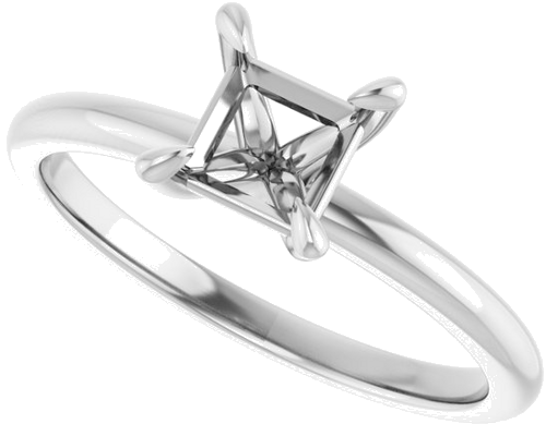 14K White  5x5 mm Square Solitaire Engagement Ring Mounting (5)