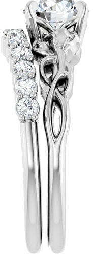 Sužadėtuvių Žiedas „Nature-Inspired“ 585 Baltojo Aukso Round 6.5mm (9)