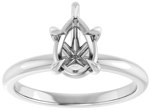 Sužadėtuvių Žiedas „Solitaire“ 585 Baltojo Aukso Pear Shape 9mm x 6mm (3)