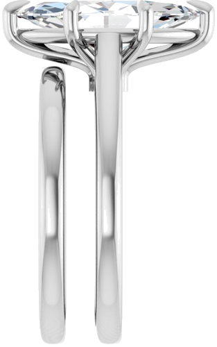 Sužadėtuvių Žiedas „Claw-Pong“ 14k white gold Marquise 14mm x 7mm (9)
