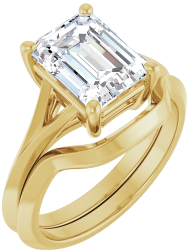 Sužadėtuvių Žiedas „Solitaire Split Shank“ 14k yellow gold Emerald 9mm x 7mm (6)