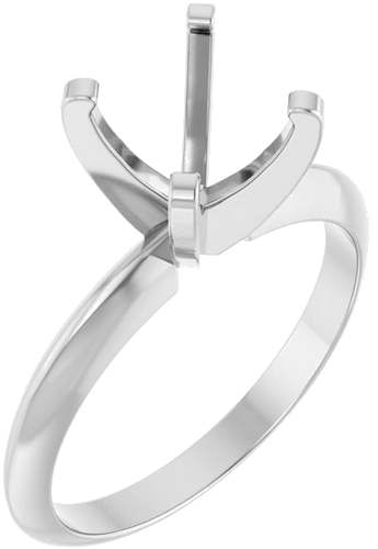 14K White 6.5 x 6.5 mm Cushion Solitaire Engagement Ring Mounting (1)