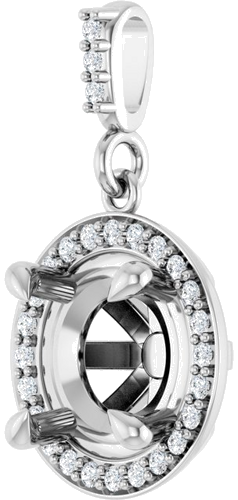 Pakabukas „Halo-Style“ 14k white gold Round 8mm (2)
