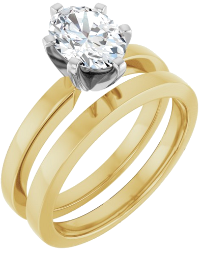 Sužadėtuvių Žiedas „Solitaire“ 14k yellow/white gold Oval 8mm x 6mm (6)