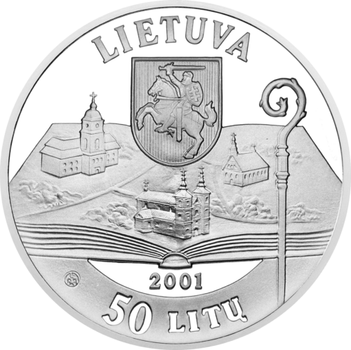 2001 Мотеюс Валанчюс 50 литов серебряная монета (2)