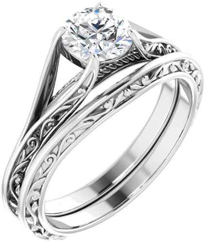 14K White 5.8 mm Round Engagement Ring Mounting (6)