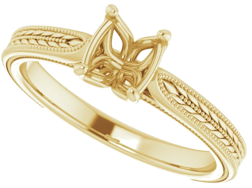 14K Yellow  7x5 mm Oval Solitaire Engagement Ring Mounting (5)