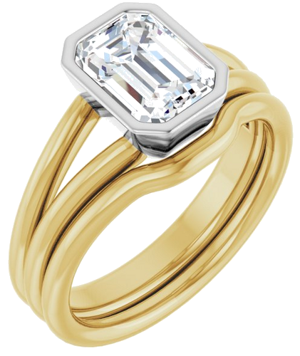 14K Yellow   White 8x6 mm Emerald Engagement Ring Mounting (6)