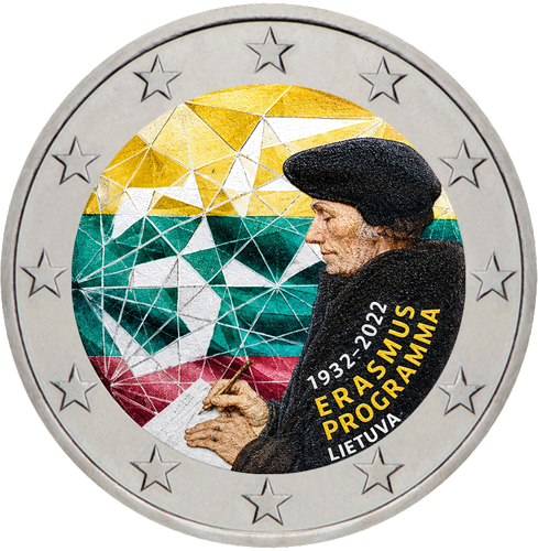 2022 Lietuva Erasmus 35-metis 2 eurų moneta (spalvota) (1)
