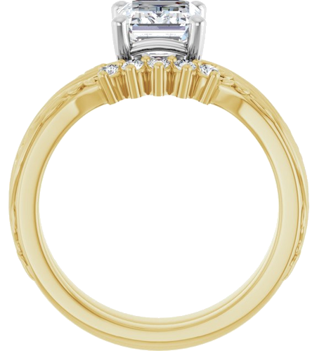 Sužadėtuvių Žiedas „Solitaire Sculptural“ 14k yellow/white gold Emerald 8mm x 6mm (7)