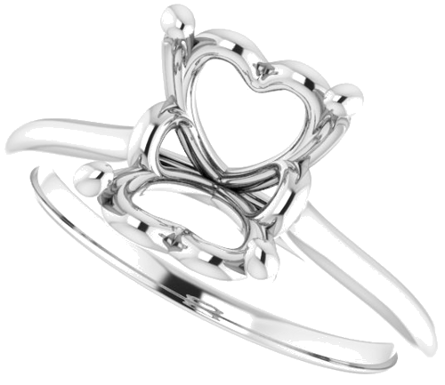 14K White  8 mm Cushion Solitaire Engagement Ring Mounting (5)