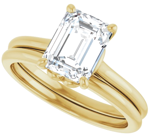 Sužadėtuvių Žiedas „Solitaire“ 585 Geltonojo Aukso Emerald 8mm x 6mm (10)