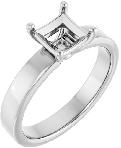 14K White 5.5 mm Square Solitaire Engagement Ring Mounting (1)