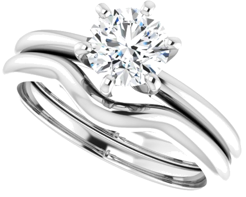 14K White 6 mm Round Solitaire Engagement Ring Mounting (10)