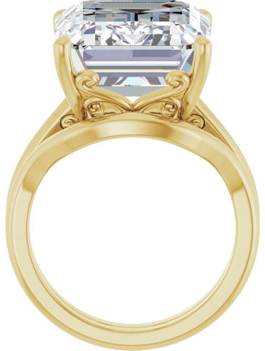 Sužadėtuvių Žiedas „Solitaire Vintage-Inspired Scroll“ 14k yellow gold Emerald 18mm x 13mm (7)