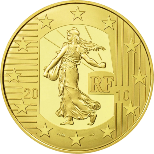 2010 Новый франк Франция 100 евро золотая монета (2)