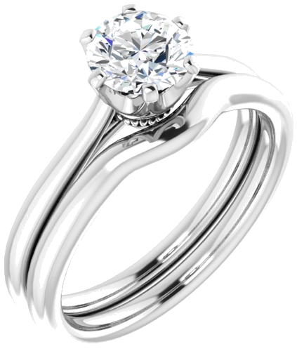 14K White 6 mm Round Engagement Ring Mounting (6)