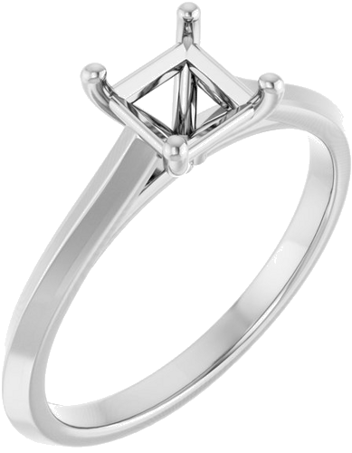 Sužadėtuvių Žiedas „Claw-Prong“ 14k white gold Square 5mm (1)