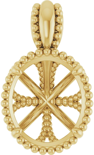 Pakabukas „Beaded“ 14k yellow gold Oval 12mm x 10mm (1)