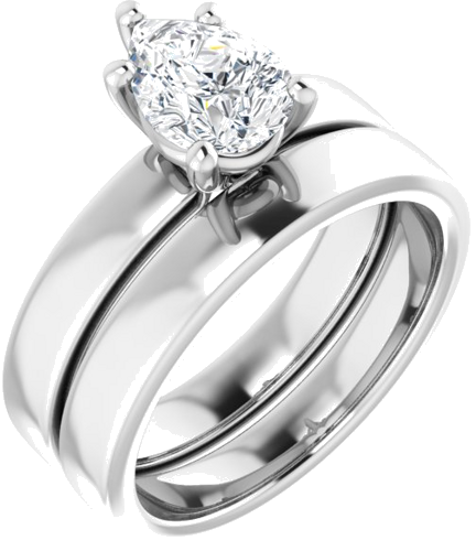 Sužadėtuvių Žiedas „Solitaire“ 14k white gold Pear 8mm x 6mm (6)