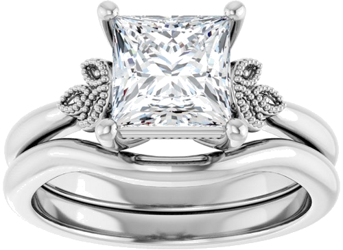 Sužadėtuvių Žiedas „Solitaire“ 14k white gold Square 6.5mm (8)