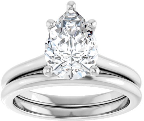 Sužadėtuvių Žiedas „Solitaire“ 585 Baltojo Aukso Pear Shape 10mm x 7mm (8)