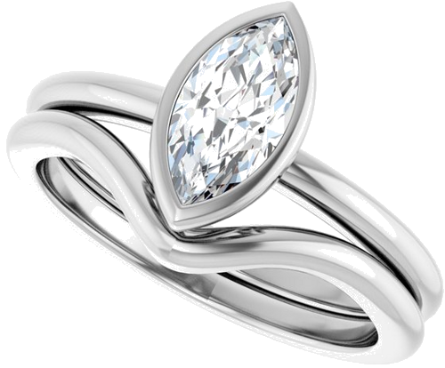 Sužadėtuvių Žiedas „Bezel-Set“ 14k white gold Marquise 9mm x 4.5mm (10)