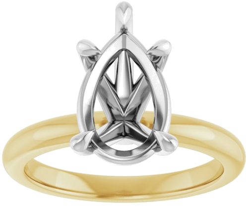 14K Yellow White 12x8 mm Pear Solitaire Engagement Ring Mounting (3)