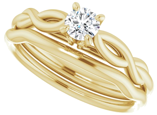 14K Yellow  4.1 mm Round Solitaire Engagement Ring Mounting (10)