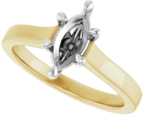 Sužadėtuvių Žiedas „Claw-Prong“ 14k yellow/white gold Marquise 9mm x 4.5mm (5)