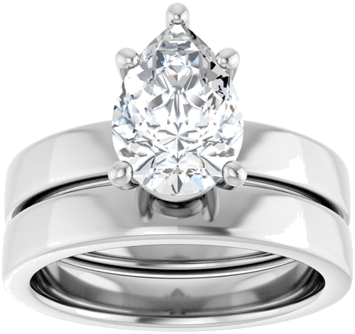 Sužadėtuvių Žiedas „Solitaire“ 14k white gold Pear 10mm x 7mm (8)
