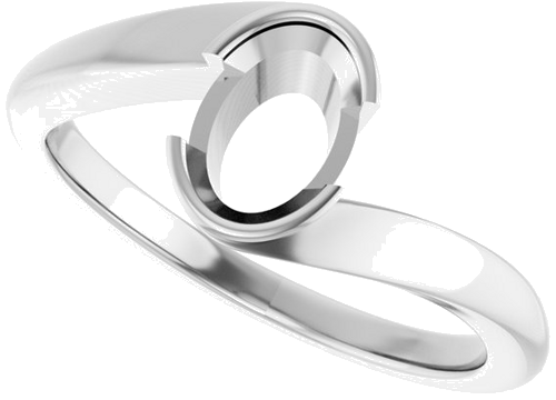 Sužadėtuvių Žiedas „Half-Bezel Solitaire“ 14k white gold Oval 7mm x 5mm (5)