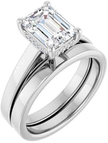 Sužadėtuvių Žiedas „Hidden Halo-Style“ 14k white gold Emerald 8mm x 6mm (6)