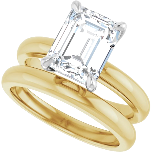 14K Yellow White 9x7 mm Emerald Solitaire Engagement Ring Mounting (10)