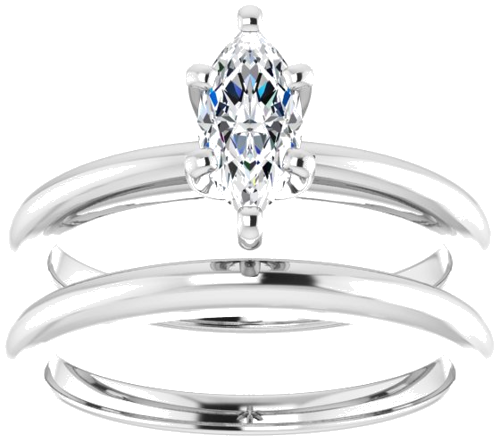 Sužadėtuvių Žiedas „Solitaire“ 585 Baltojo Aukso Marquise 8mm x 4mm (8)