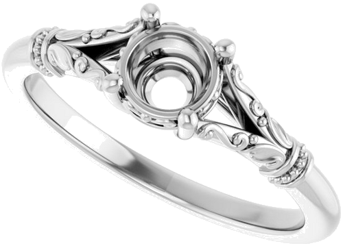 Sterling Silver 5.2 mm Round Solitaire Engagement Ring Mounting (5)