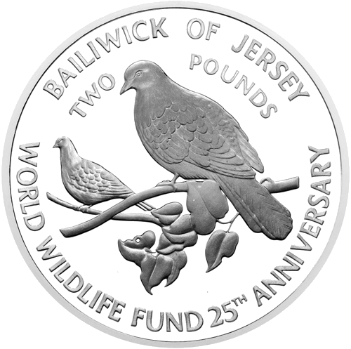 2 Pounds Pink Pigeon 1987 Jersey silver coin (1)