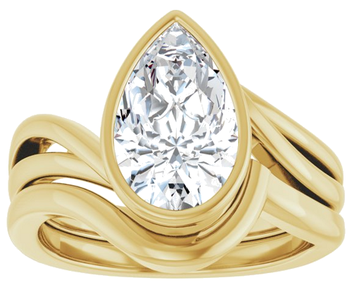 Sužadėtuvių Žiedas „Bezel-Set“ 14k yellow gold Pear 11.5mm x 7mm (8)