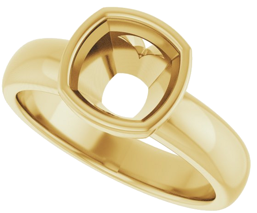 Sužadėtuvių Žiedas „Bezel-Set Solitaire“ 14k yellow gold Cushion 7mm (5)